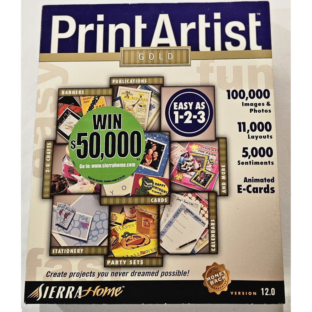 Sierra‎ Print Artist Gold 12.0 PC CD-ROM Complete 4 Discs Vintage Graphic Design